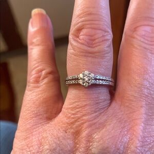 Sterling Silver 925 Petite Round CZ Flower Cluster Pave Split Cocktail